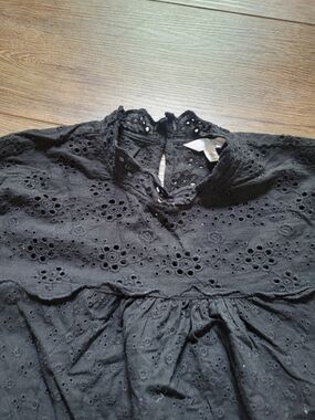 Time and Tru Black Eyelet Lace Blouse